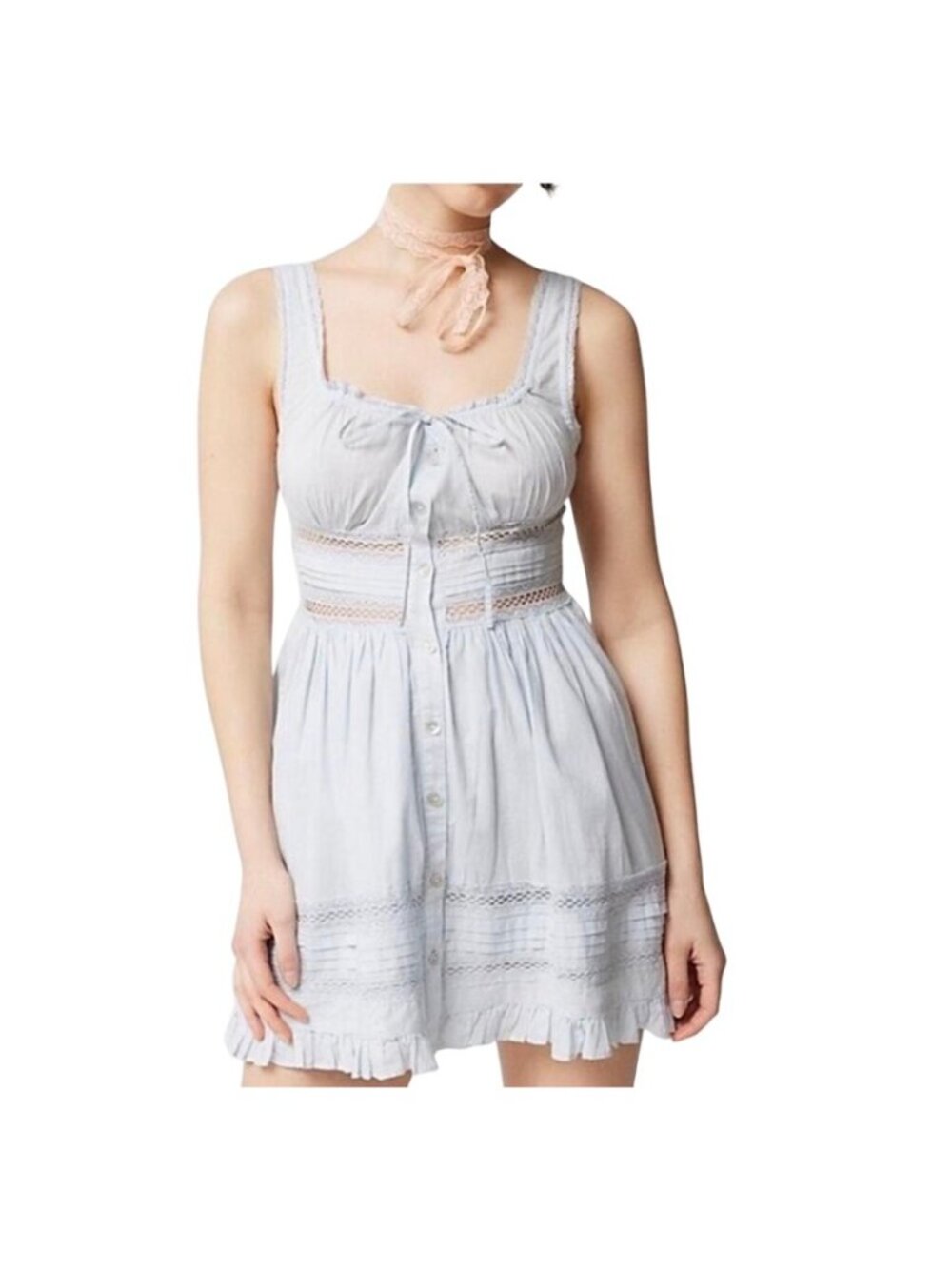 Urban Outfitters Corset Mini Dress Blue Size L Coquette Milk Maid Cottagecore